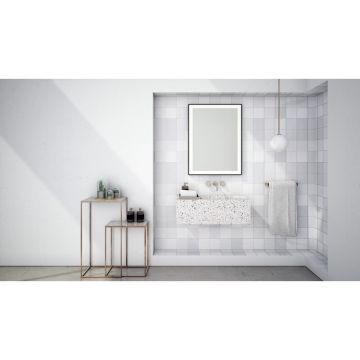 Oglinda reversibila patrata LED Dubiel Vitrum Logan Black 70x70 cm