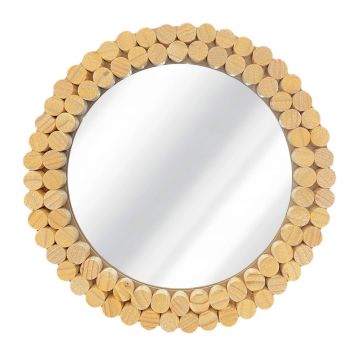 Oglinda rotunda Rea Boho KLNA-MR01 rama lemn 36 cm