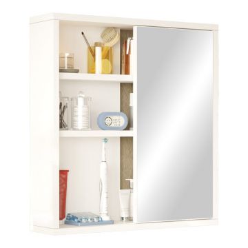 Dulap de baie Bagno cu oglinda, Alb, 60x14x64 cm - Alb