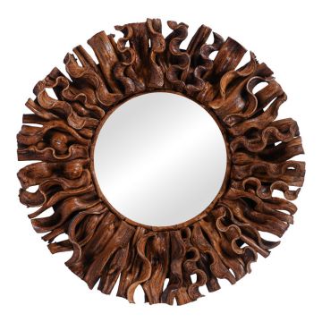Oglinda cu rama de lemn Adrez Boho, Natural, 70x70 cm - Natur