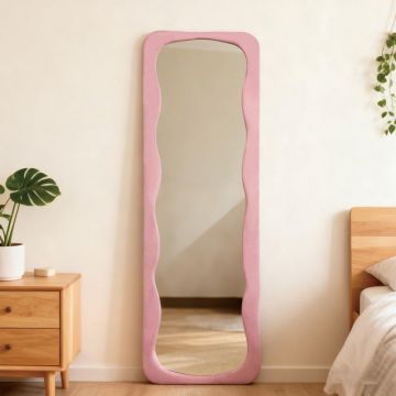 Oglinda de podea Lezour, Catifea, 50x170 cm - Roz
