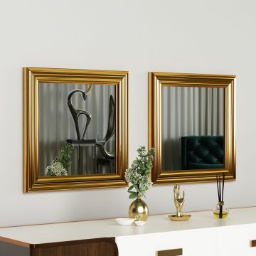 Oglindă decorativă 2 bucăți Bale, Diverse culori, 40x3x40 cm - Auriu