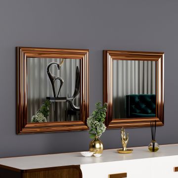 Oglindă decorativă 2 bucăți Bale, Diverse culori, 40x3x40 cm - Bronz
