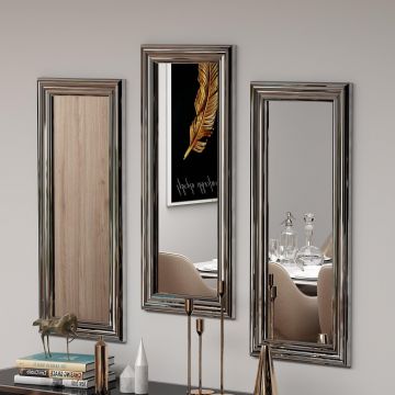 Oglindă decorativă 3 bucăți Lavia, Diverse culori, 30x3x70 cm - Argintiu