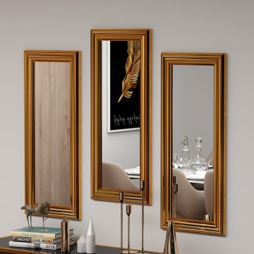 Oglindă decorativă 3 bucăți Lavia, Diverse culori, 30x3x70 cm - Auriu