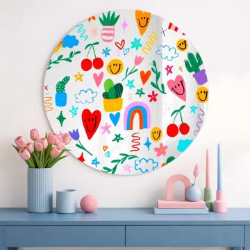 Oglinda decorativa, AY11693, Sticla, ø30 cm, Multicolor