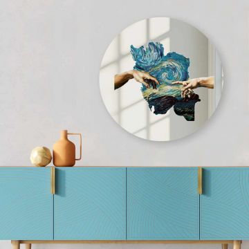 Oglinda decorativa, AY11757, Sticla, ø30 cm, Multicolor