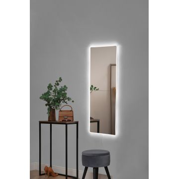 Oglindă decorativă cu LED Dreptunghiulară, Diverse culori, 20x80 cm - Alb