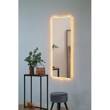Oglindă decorativă cu LED Dreptunghiulară, Diverse culori, 20x80 cm - Galben