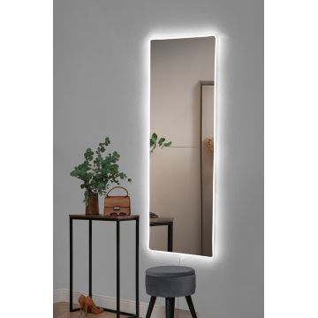 Oglindă decorativă cu LED Dreptunghiulară, Diverse culori, 40x120 cm - Alb