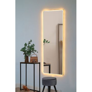 Oglindă decorativă cu LED Dreptunghiulară, Diverse culori, 40x120 cm - Galben