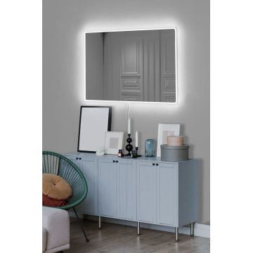 Oglindă decorativă cu LED Dreptunghiulară, Diverse culori, 40x60 cm - Alb