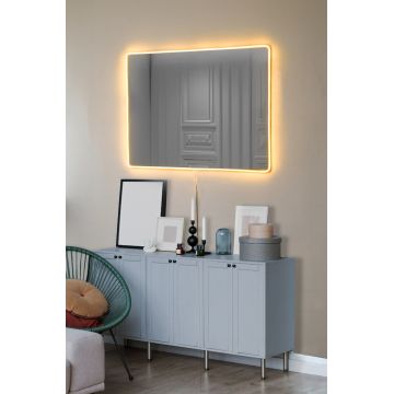 Oglindă decorativă cu LED Dreptunghiulară, Diverse culori, 40x60 cm - Galben