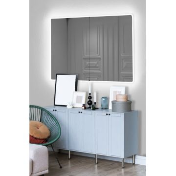Oglindă decorativă cu LED Dreptunghiulară, Diverse culori, 60x80 cm - Alb