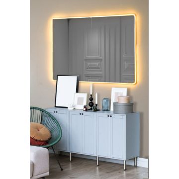 Oglindă decorativă cu LED Dreptunghiulară, Diverse culori, 60x80 cm - Galben