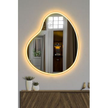 Oglindă decorativă cu LED Glenia, Diverse culori, 50x60 cm - Galben