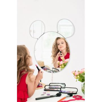 Oglindă decorativă cu LED Mickey Silver, Alb, 53x50 cm - Argintiu - Alb