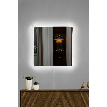 Oglindă decorativă cu LED Pătrată, Diverse culori, 30x30 cm - Alb