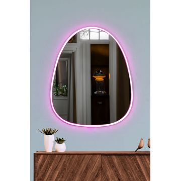 Oglindă decorativă cu LED Quippy, Diverse culori, 50x60 cm - Roz