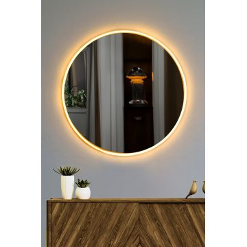 Oglindă decorativă cu LED Rotundă, Diverse culori, Ø60 cm - Galben