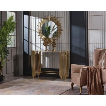 Oglinda decorativa Zen Mirror, Crom, 90 x 90 x 2 cm - Auriu
