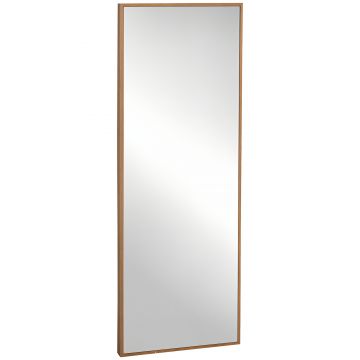 HOMCOM Oglindă Lungă din Lemn Design Natural, Montare Verticală/Orizontală, pentru Hol sau Dormitor, Maro | Aosom Romania