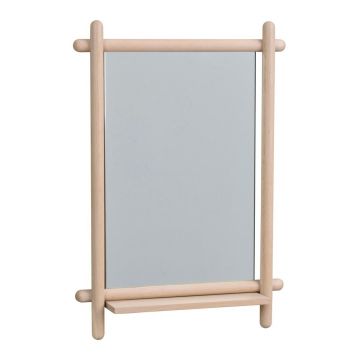 Oglindă de perete cu raft și ramă din lemn 52x74 cm Milford - Rowico