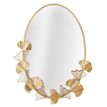 Oglinda decorativa Little Leaf, Mauro Ferretti, 78 cm, fier, auriu