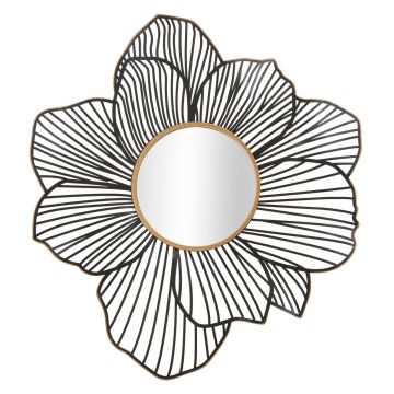 Oglinda decorativa, Mauro Ferretti, Osaka, 79 x 6 x 86.5 cm, fier/mdf/sticla, negru/auriu