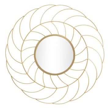 Oglinda decorativa Sunflower, Mauro Ferretti, Ø 88 cm, fier/oglinda, auriu