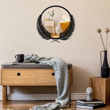 Oglinda decorativa, Palm Mirror L, Dimensiune: 57 x 59 cm, Negru