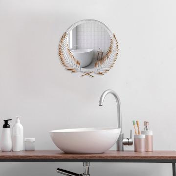 Oglinda decorativa, Palm Mirror S, Dimensiune: 34 x 35 cm, Maro/Alb