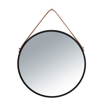 Oglinda decorativa, Wenko, Borrone, Ø 40 cm, fier/sticla, negru/gri