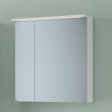Dulap cu oglinda, Kolpasan, Tara, 2 usi si iluminare LED, alb mat