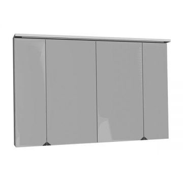 Dulap cu oglinda, Kolpasan, Tara, cu 4 usi, iluminare LED, 110 cm, alb mat