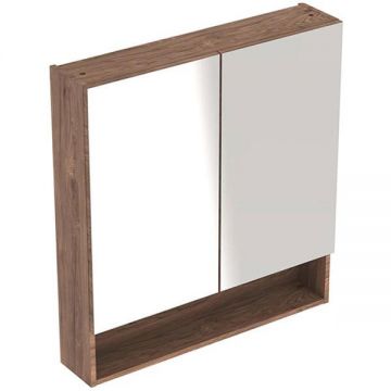 Dulap suspendat cu oglinda, Geberit, Selnova Square, 80 cm, nuc american hickory