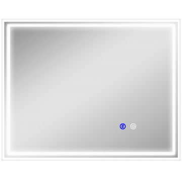 Kleankin Oglindă LED pentru Baie cu Rama din Aluminiu, 3 Temperaturi de Culoare, Memorie, 90x70cm | Aosom Romania