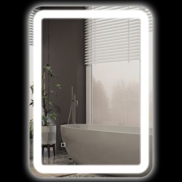 kleankin Oglindă LED pentru Baie și Machiaj, Reglabilă cu 3 Temperaturi de Culoare, 70x50 cm, Design Modern, Argintiu | Aosom Romania kleankin Oglindă LED pentru Baie și Machiaj, Reglabilă cu 3 Temperaturi de Culoare, 70x50 cm, Design Modern, Argintiu | Aosom Romania