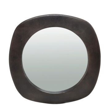 Oglinda decorativa Dudhi, Bizzotto, Ø54.5 x 2.5 cm, lemn de mango/MDF, maro inchis