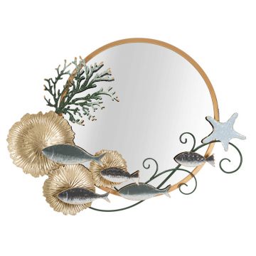 Oglinda decorativa Fish, Mauro Ferretti, 88.9 x 65.4 cm, fier/MDF, multicolor