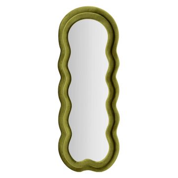 Oglinda decorativa Miki, Mauro Ferretti, 60x160 cm, MDF/rama acoperita cu catifea, verde
