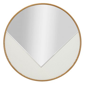 Oglinda decorativa Tolosa, Mauro Ferretti, 80 cm, MDF/fier/sticla, auriu/alb