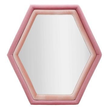 Oglinda decorativa Tony, Mauro Ferretti, 75x80 cm, MDF/rama acoperita cu catifea, roz