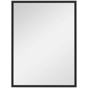 HOMCOM Oglindă Dreptunghiulară de Perete cu Cârlige, Sticlă și MDF, 60x80 cm, Negru | Aosom Romania