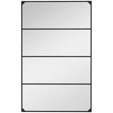 HOMCOM Oglindă Industrială de Perete, Oglindă Dreptunghiulară cu Ramă Metalică, Oglindă Decorativă, 109x2x69 cm, Negru | Aosom Romania
