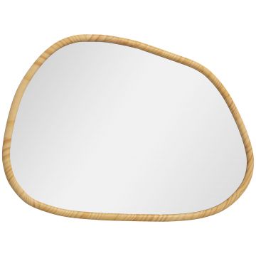HOMCOM Oglindă Neregulară de Perete, Oglindă cu Cadru din Lemn, Oglindă Decorativă, 70x2.1x50 cm, Lemn Natural | Aosom Romania