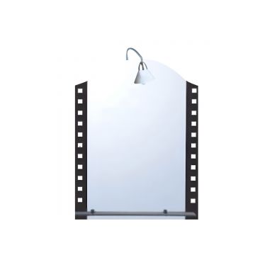 Oglinda baie RO-7062  cu iluminare si etajera  60x80 cm  negru