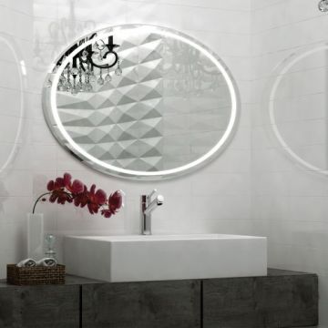 Oglinda LED Alexa Oval - Ovirro - Dimensiune 69x100