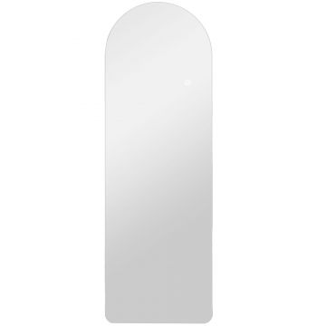 HOMCOM Oglindă de Perete în Formă de Arc cu Iluminare LED, Control Tactil și Sticlă Călită, 40x3x120 cm, Transparentă | Aosom Romania