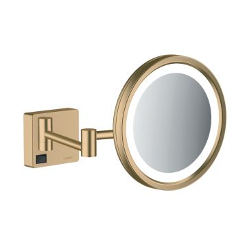 Oglinda cosmetica cu brat Hansgrohe Logis AddStoris x3  16cm  iluminat LED  bronz periat